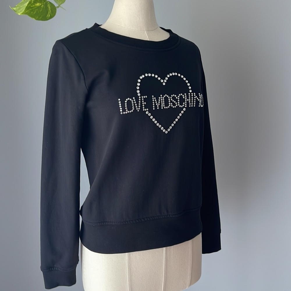 Love Moschino Crystals Studded Diamanté sweatshirt USA size 6 - Picture 2 of 5